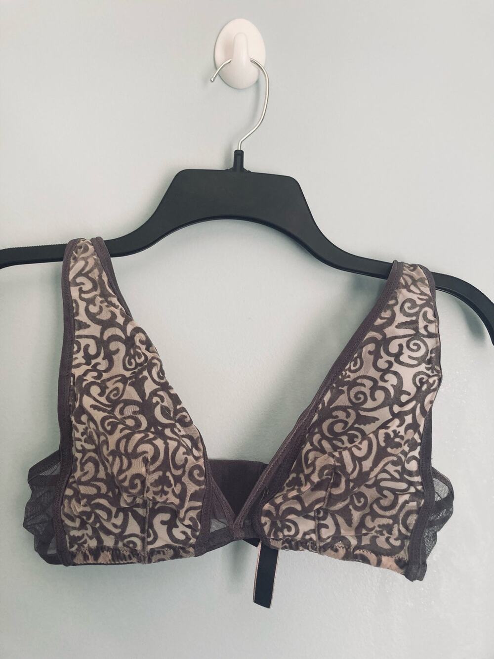 Victoria's Secret Bralette Large Purple and Tan Velvet Feminine